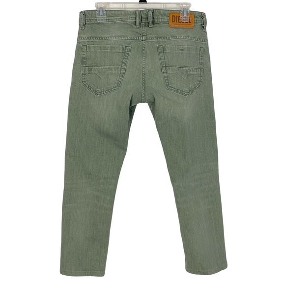 Diesel Thommer Slim Jeans Mens 30 Waist Green Denim Ankle Cropped Short Length - Picture 2 of 11